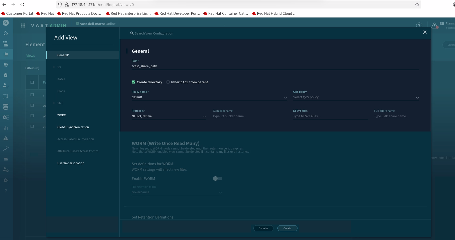 VAST Create Configuration